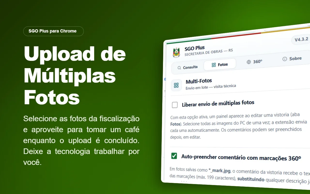 Upload de múltiplas fotos no SGO Plus